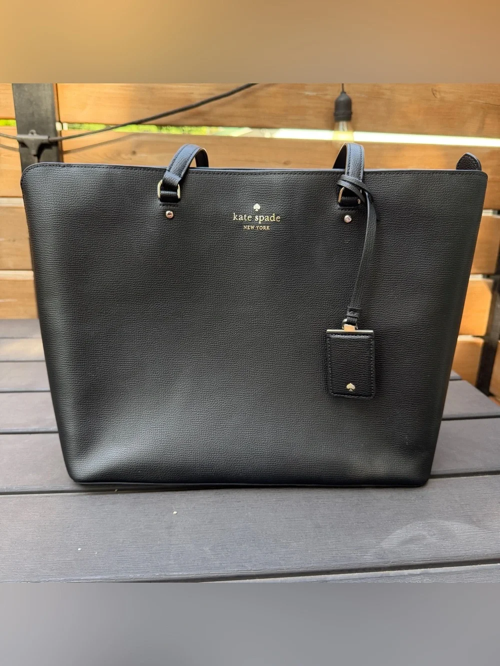 Kate Spade New York Perfect Large Tote Black Leather Zip Top Shoulder Bag EUC